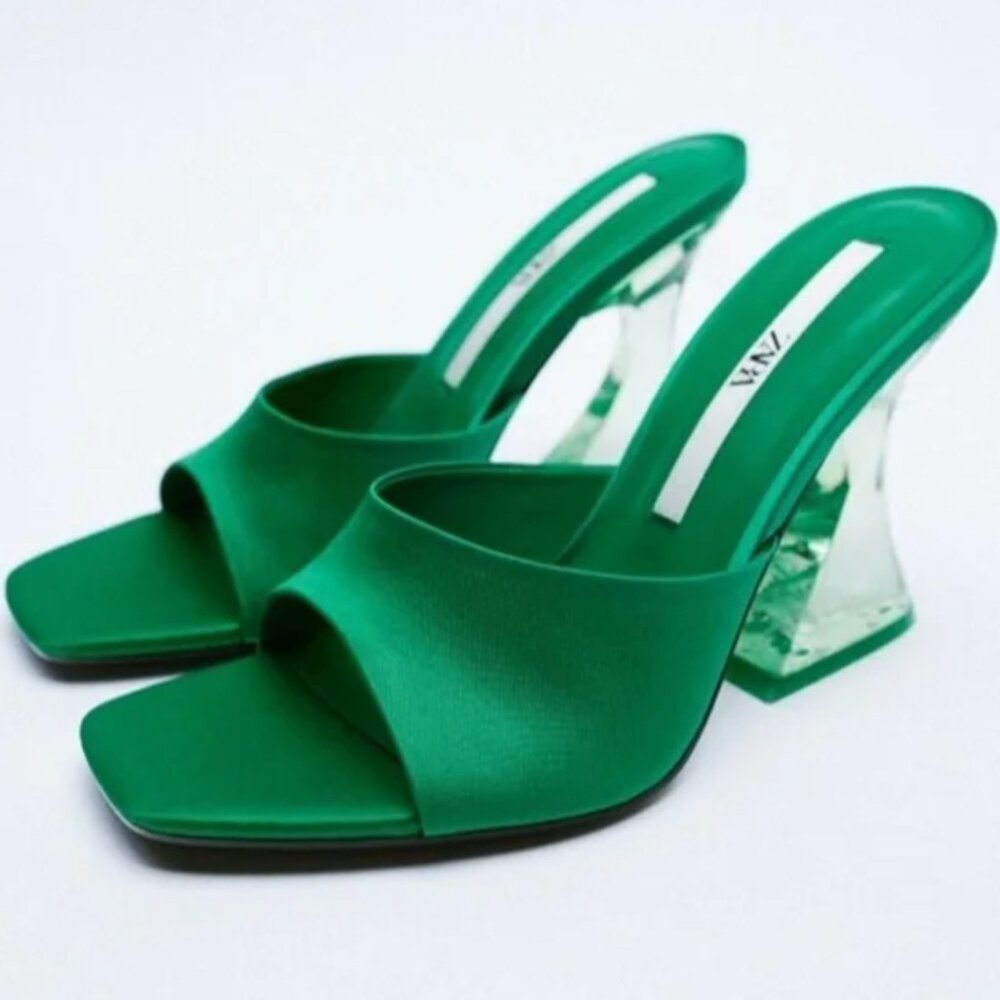 Zara Green Acrylic Heels